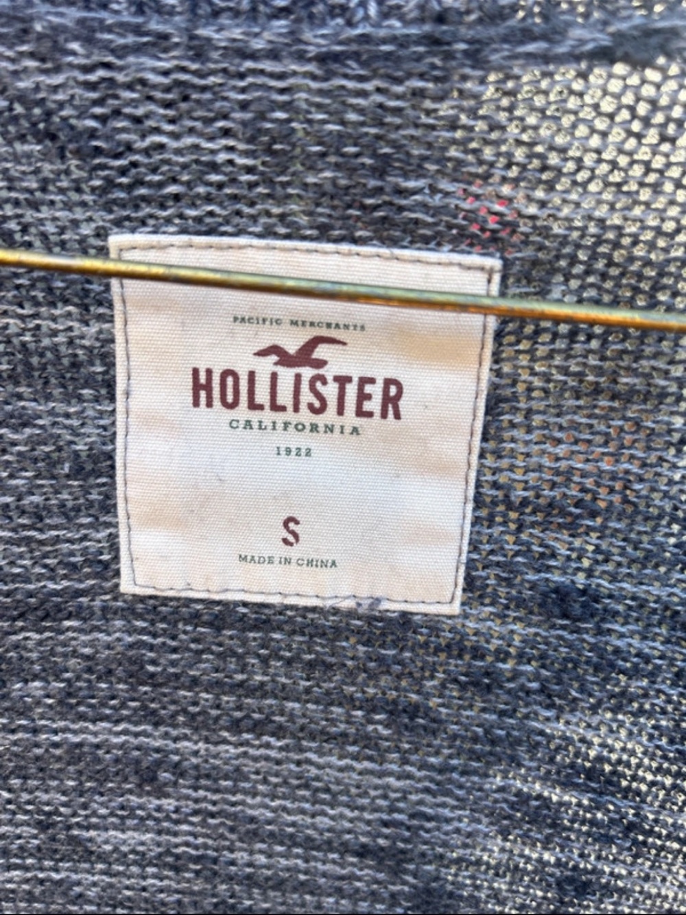 Hollister Navy Blue Knit Cardigan with White Label